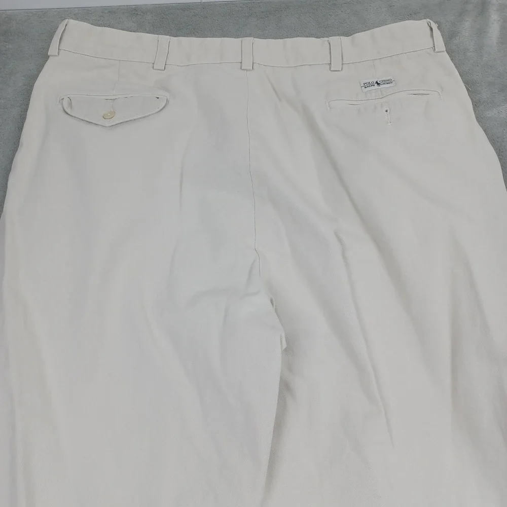 Vintage Polo Ralph Lauren Pants‎ Mens 38x30 Beige Hammond Pleated Cotton Preppy